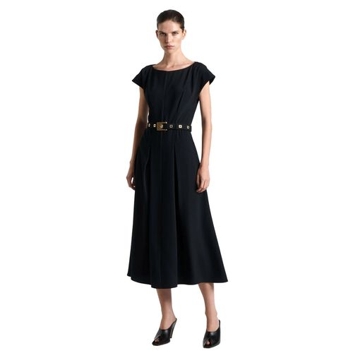 Cue Square Buckle Belted Midi Dress